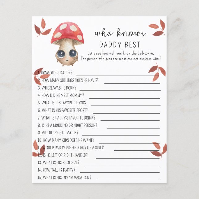 Niedlicher Pilz - Wer kennt DADDY am besten? (Vorderseite)