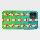 Niedlicher Pilz Zeichnend auf grünem und blauem Mu Case-Mate iPhone Hülle (Rückseite (Horizontal))