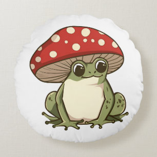 Niedlicher Pilzfrosch Rundes Kissen