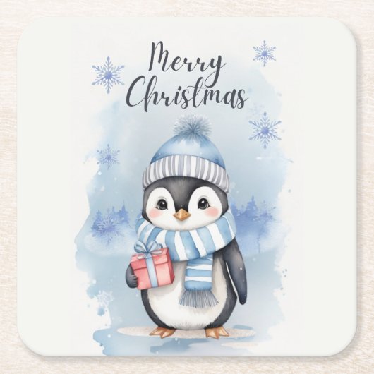 "Niedlicher Pinguin 2" Rechteckiger Pappuntersetzer (Vorderseite)