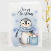 "Niedlicher Pinguin 3" Karte (Gelbe Blume)