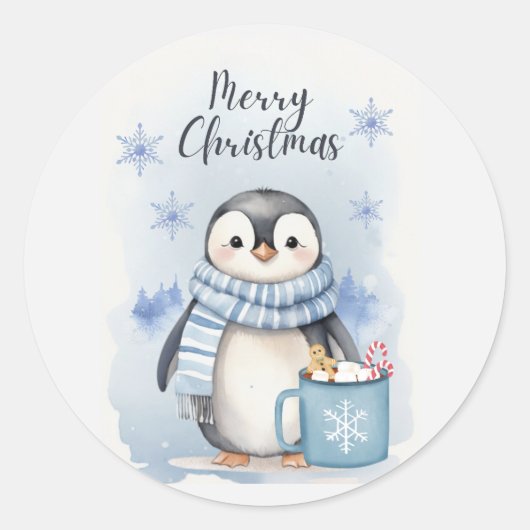 Niedlicher Pinguin 3 Runder Aufkleber (Vorderseite)