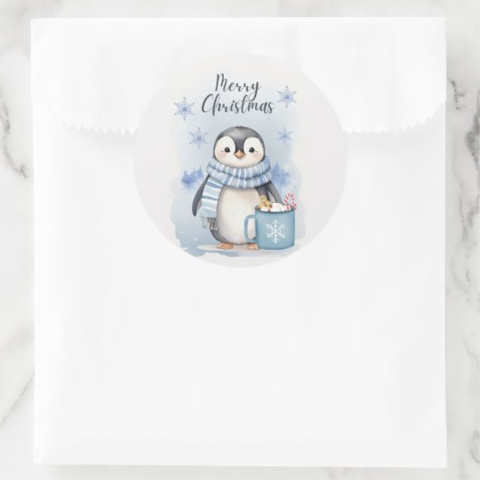 Niedlicher Pinguin 3 Runder Aufkleber (Tasche)