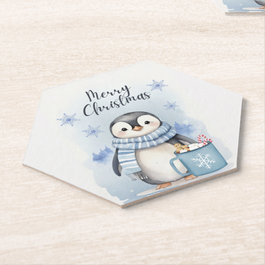 Niedlicher Pinguin 3 Untersetzer (angewinkelt)