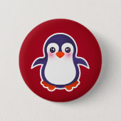 Niedlicher Pinguin auf der Roten Hintergrunddarste Button (Vorderseite)