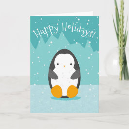 Niedlicher Pinguin auf Eis Blauer Winter Weihnacht Feiertagskarte