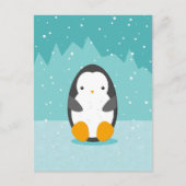 Niedlicher Pinguin auf Eis Blue Winter Cartoon Postkarte (Vorderseite)