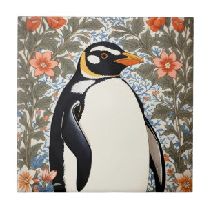 Niedlicher Pinguin auf farbenfrohem eleganten flor Fliese