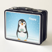 Niedlicher Pinguin auf Light Blue Metall Brotdose (Rückseite)