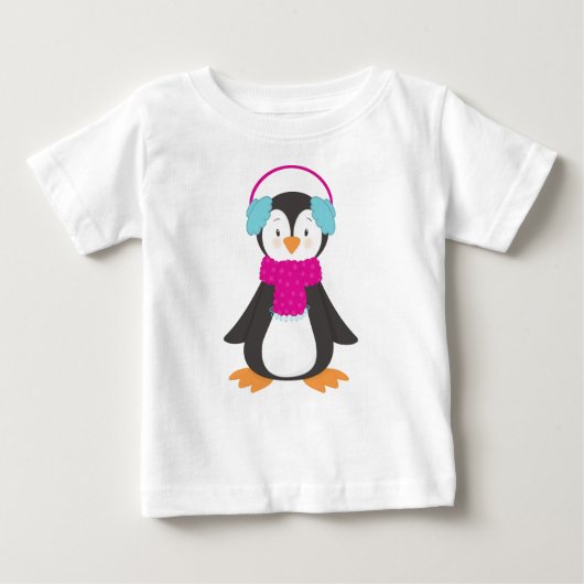 Niedlicher Pinguin, Baby Pinguin, Pinguin mit Karp Baby T-shirt (Vorderseite)