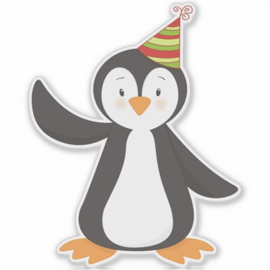 Niedlicher Pinguin, Baby Pinguin, Pinguin mit Part Aufkleber (Vorderseite)