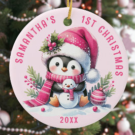 Niedlicher Pinguin Babys 1. Weihnachtsfest Persona Keramik Ornament