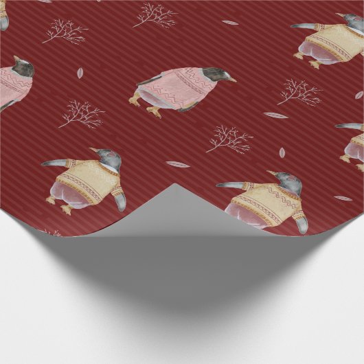 Niedlicher Pinguin Bird Winter Sweater Fun Geschenkpapier (Ecke)