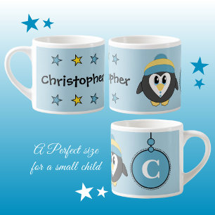 Niedlicher Pinguin blau gelb mit Sternen Kind Espressotasse
