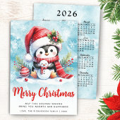 Niedlicher Pinguin Blau und Rot Frohe Weihnachten