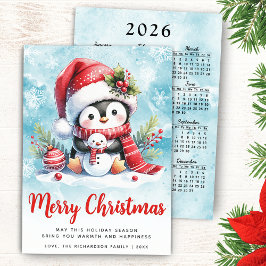 Niedlicher Pinguin Blau und Rot Frohe Weihnachten