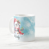 Niedlicher Pinguin Blau und Roter Individuelle Nam Kaffeetasse (Vorderseite Links)