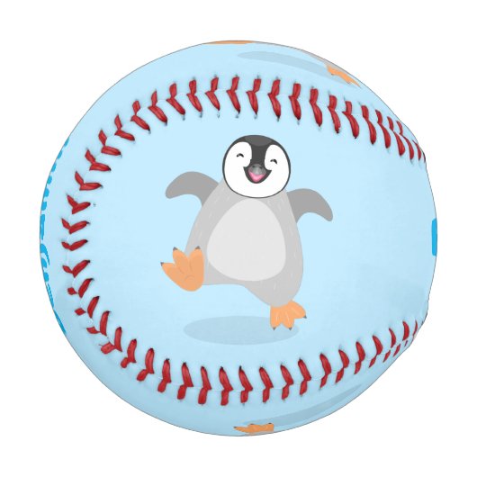 Niedlicher Pinguin-Cartoon Baseball (Vorderseite Links)