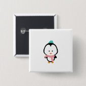 Niedlicher Pinguin-Cartoon Button (Vorne & Hinten)