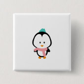Niedlicher Pinguin-Cartoon Button (Vorderseite)