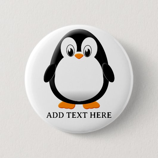 Niedlicher Pinguin-Cartoon Button (Vorderseite)
