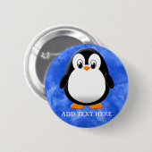 Niedlicher Pinguin Cartoon Custom Blue Watercolor Button (Vorne & Hinten)
