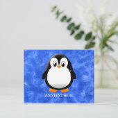 Niedlicher Pinguin Cartoon Custom Blue Watercolor Postkarte (Stehend Vorderseite)