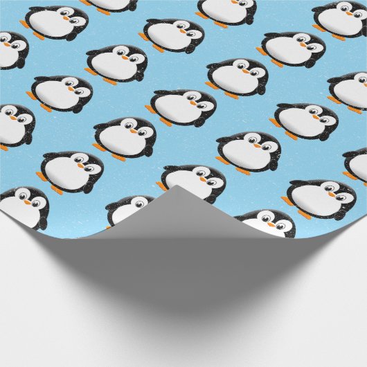 Niedlicher Pinguin Cartoon Custom Winter Blue Geschenkpapier (Ecke)