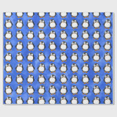 Niedlicher Pinguin Cartoon Custom Winter Blue Wate Geschenkpapier (Flach)