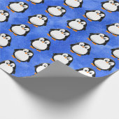 Niedlicher Pinguin Cartoon Custom Winter Blue Wate Geschenkpapier (Ecke)