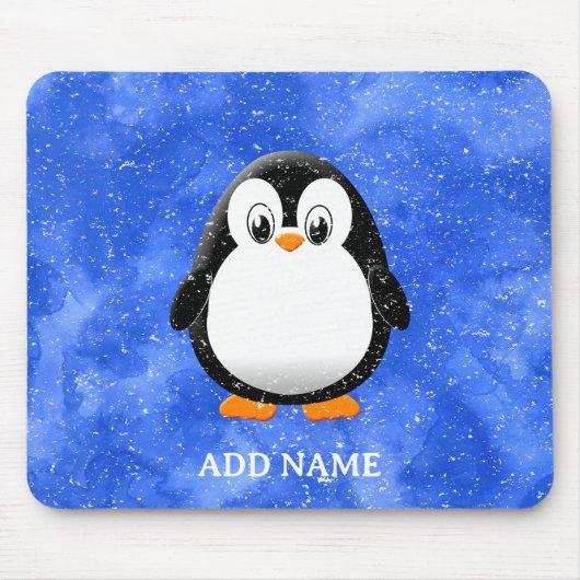 Niedlicher Pinguin Cartoon Custom Winter Blue Wate Mousepad (Vorne)