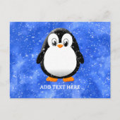 Niedlicher Pinguin Cartoon Custom Winter Blue Wate Postkarte (Vorderseite)
