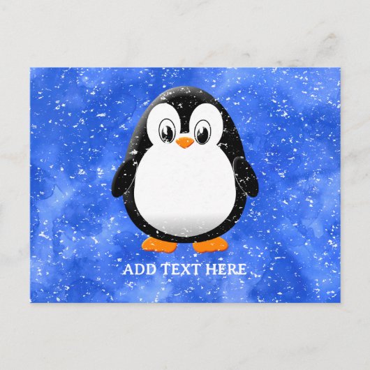 Niedlicher Pinguin Cartoon Custom Winter Blue Wate Postkarte (Vorderseite)