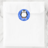 Niedlicher Pinguin Cartoon Custom Winter Blue Wate Runder Aufkleber (Tasche)