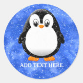 Niedlicher Pinguin Cartoon Custom Winter Blue Wate Runder Aufkleber (Vorderseite)