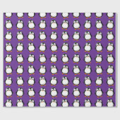 Niedlicher Pinguin Cartoon Custom Winter Lila Geschenkpapier (Flach)