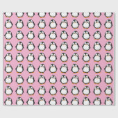 Niedlicher Pinguin-Cartoon Custom Winter Pink Geschenkpapier (Flach)
