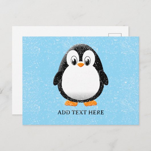 Niedlicher Pinguin-Cartoon Custom Winter Postkarte (Vorne/Hinten)