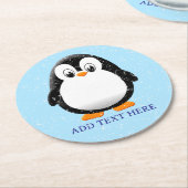 Niedlicher Pinguin-Cartoon Custom Winter Runder Pappuntersetzer (Angewinkelt)