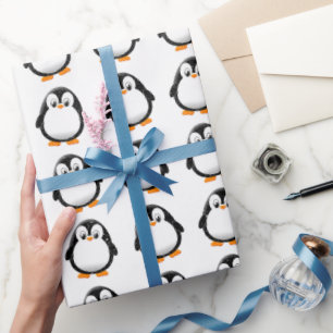 Niedlicher Pinguin Cartoon Custom Winter White Geschenkpapier
