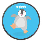 Niedlicher Pinguin-Cartoon Eishockey Puck (Vorderseite)