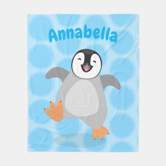 Niedlicher Pinguin-Cartoon Fleecedecke (Vorderseite)