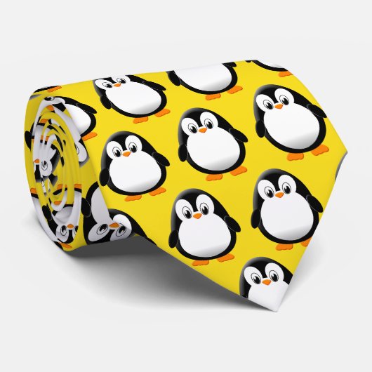 Niedlicher Pinguin Cartoon Gelb Gold Krawatte (Gerollt)