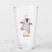 Niedlicher Pinguin-Cartoon Glas (Rückseite)