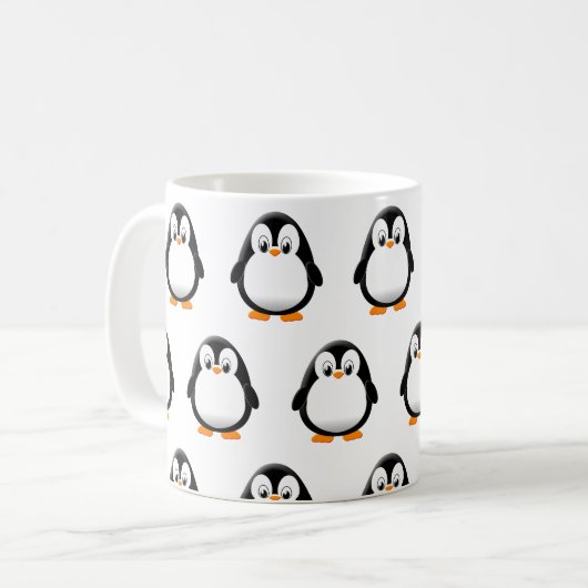 Niedlicher Pinguin-Cartoon Kaffeetasse (Vorderseite Links)