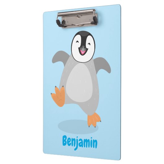 Niedlicher Pinguin-Cartoon Klemmbrett (Links)