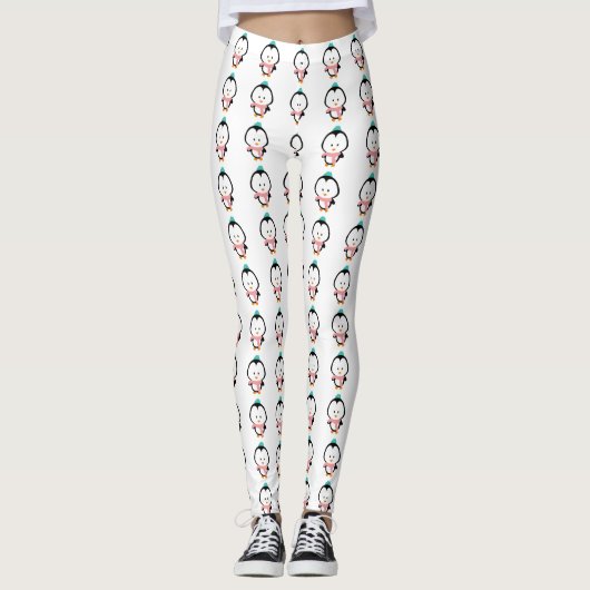 Niedlicher Pinguin-Cartoon Leggings (Vorderseite)