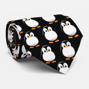 Niedlicher Pinguin Cartoon Light Black Krawatte
