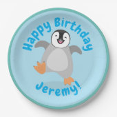 Niedlicher Pinguin-Cartoon Pappteller (Vorderseite)