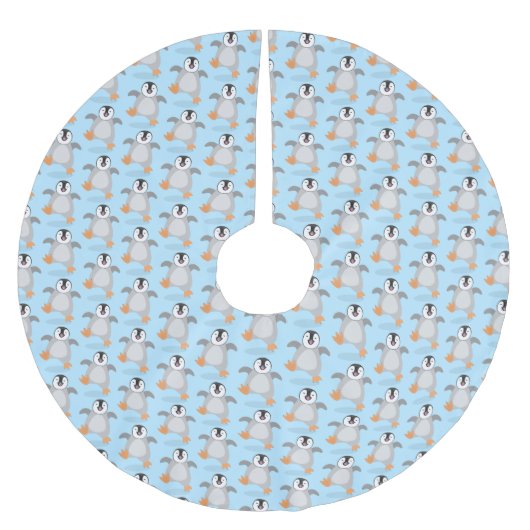 Niedlicher Pinguin-Cartoon Polyester Weihnachtsbaumdecke (Vorderseite)